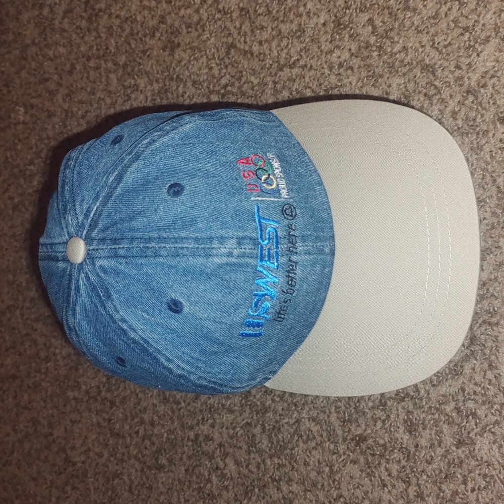 Vtg Swingster 1996 Atlanta Olympics USWEST USA Snapback Denim Hat Blue NOS